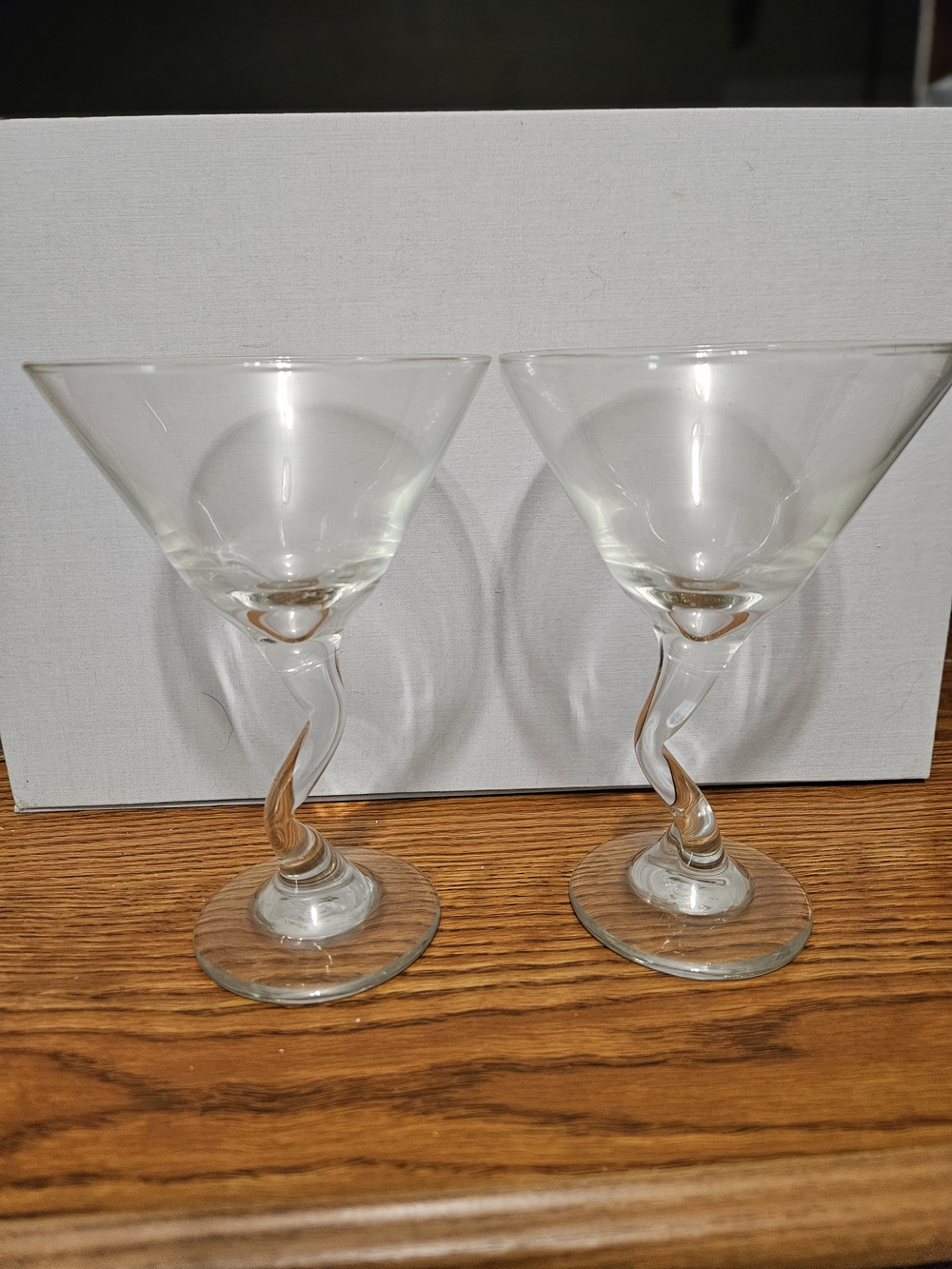 Clear Twisted Stem Martini Glasses - Set of 2
